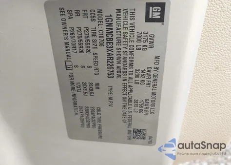 2010 Chevrolet Tahoe Lt из США, поврежденный, VIN 1GNMCBE3XAR226753